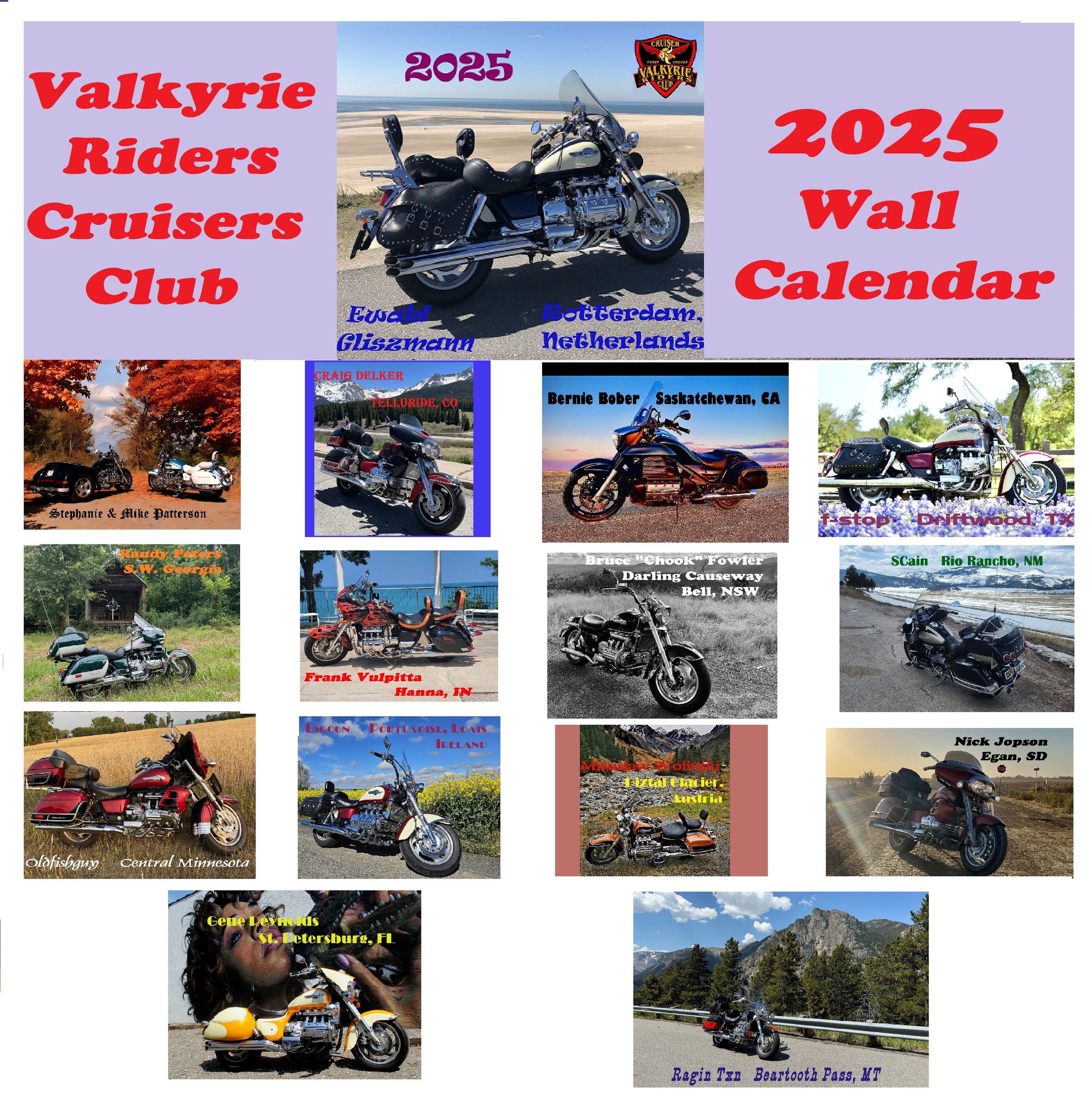 2025 VRCC Calendar 24.00 4.00 shipping Valkyrie Riders Cruiser Club